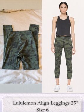 Lululemon Align Leggings 25” Camo Size 6 High Rise Buttery Soft Yoga Pants